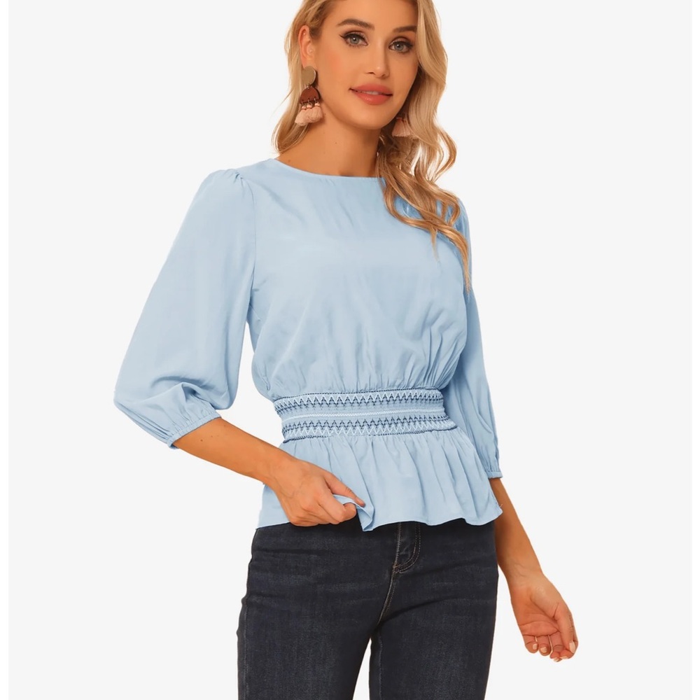 AllegraK Peplin Smocked Waist Blouse
